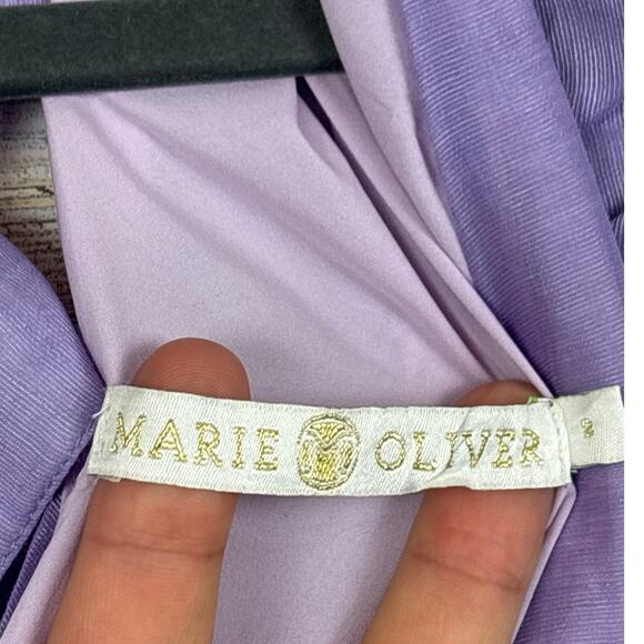Marie Oliver Women’s 2 Purple Marisol Silk Linen Ruffle Maxi Designer Dress NEW - Picture 6 of 10